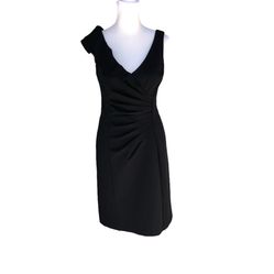 Nanette Lepore Black Sheath Ruched Ruffled Sleeveless Mini Cocktail Dress