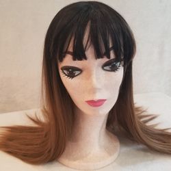 Ombre Dark Brown To Light Brown Straight Wig