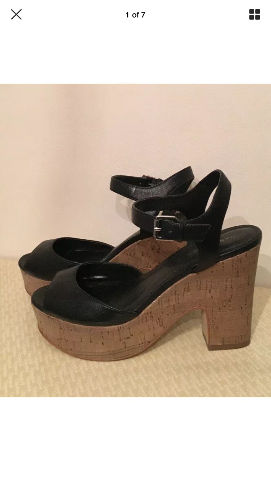 Marc Fisher Black Leather Sandals (Size 8.5)