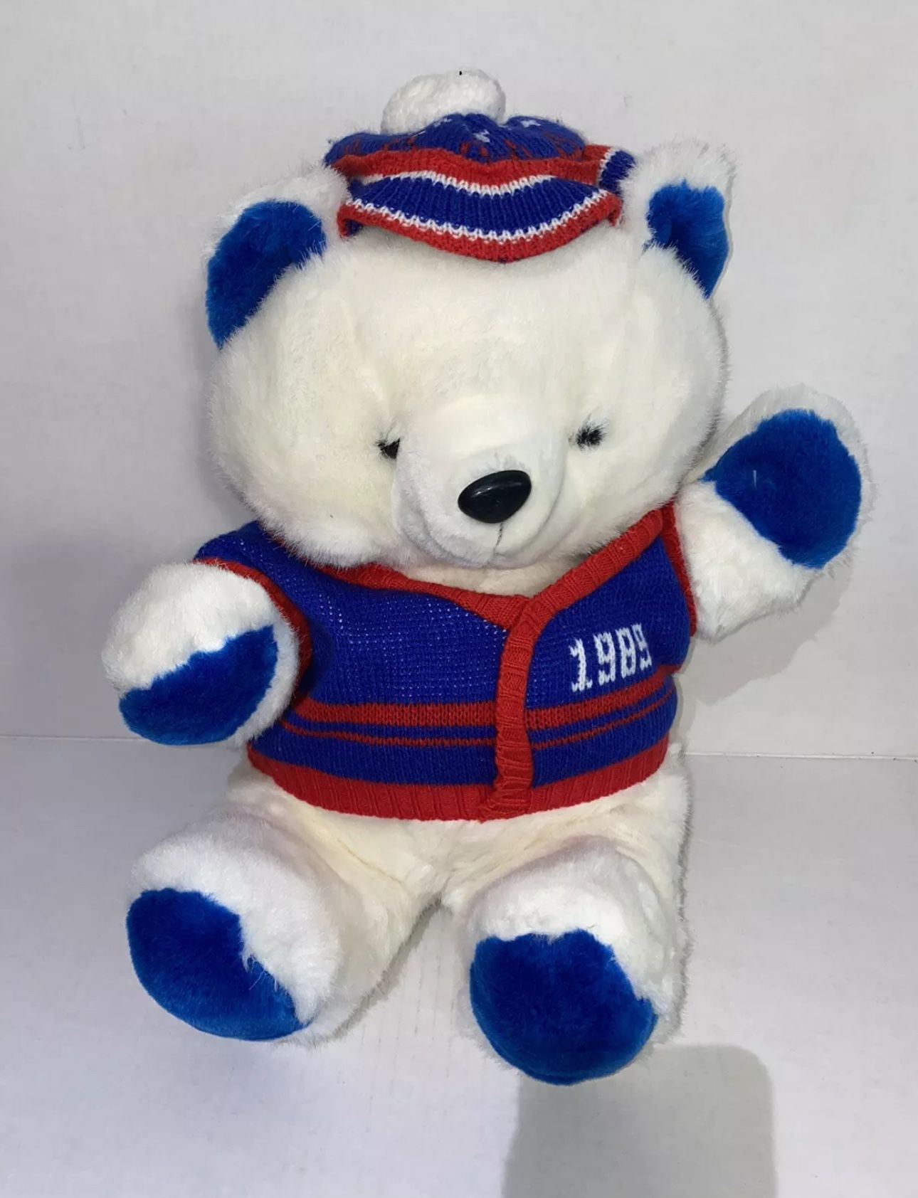 1989 Vintage KMART With Teddy Bear Plush with Red & Blue Outfit