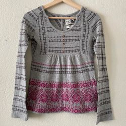 The North Face Knit Pullover Sweater Tunic Shirt Wool Blend Nordic Gray Girls Children's Kids Size M Medium 