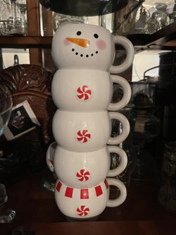Christmas Snowman Stack Mugs