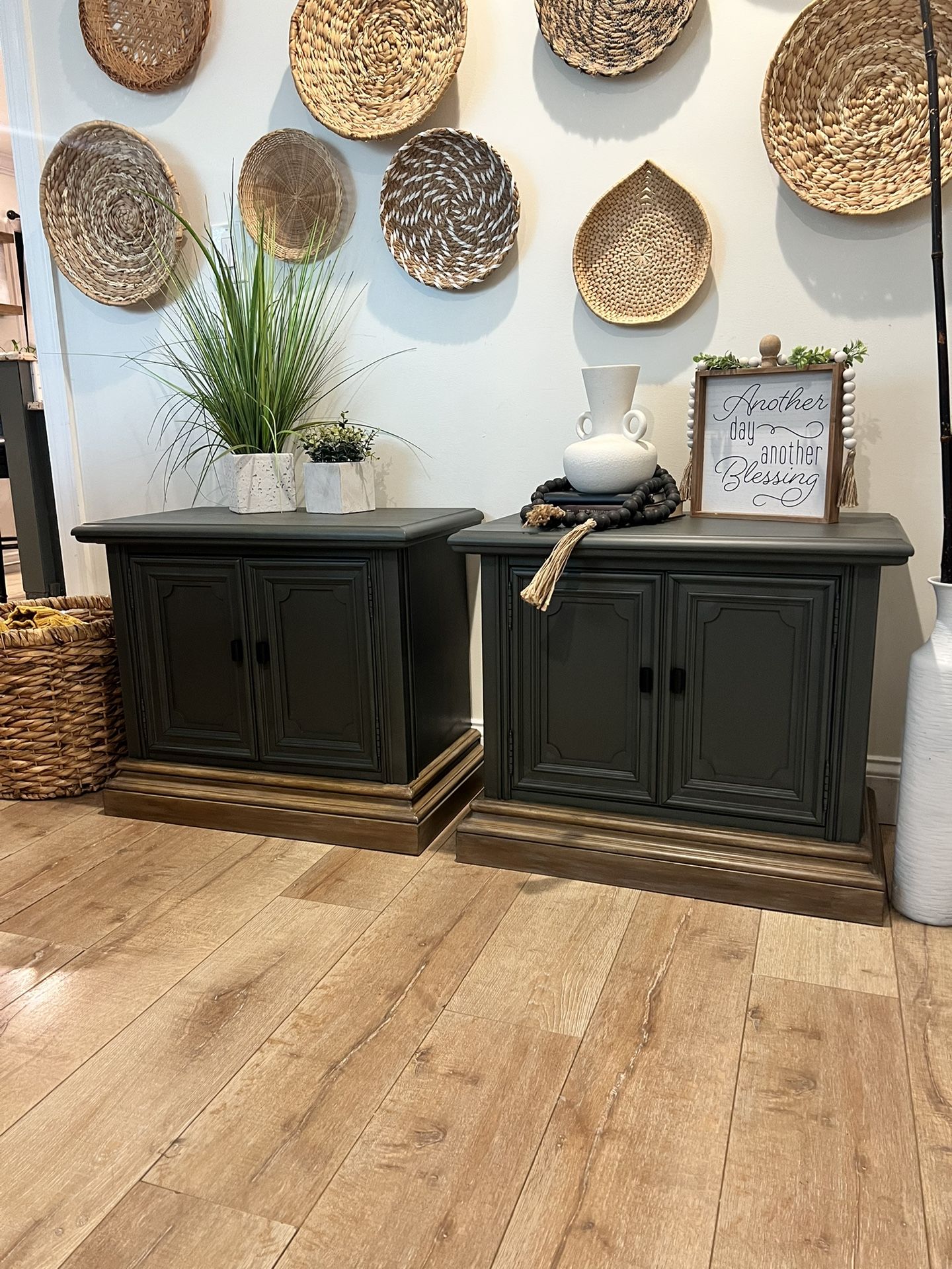 Pair- One Of A Kind Hand Painted Nightstands