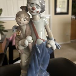 Lladro Pals Forever 2000 Society Figurine #7686 Clown-Girl-Puppies 8.75"H New