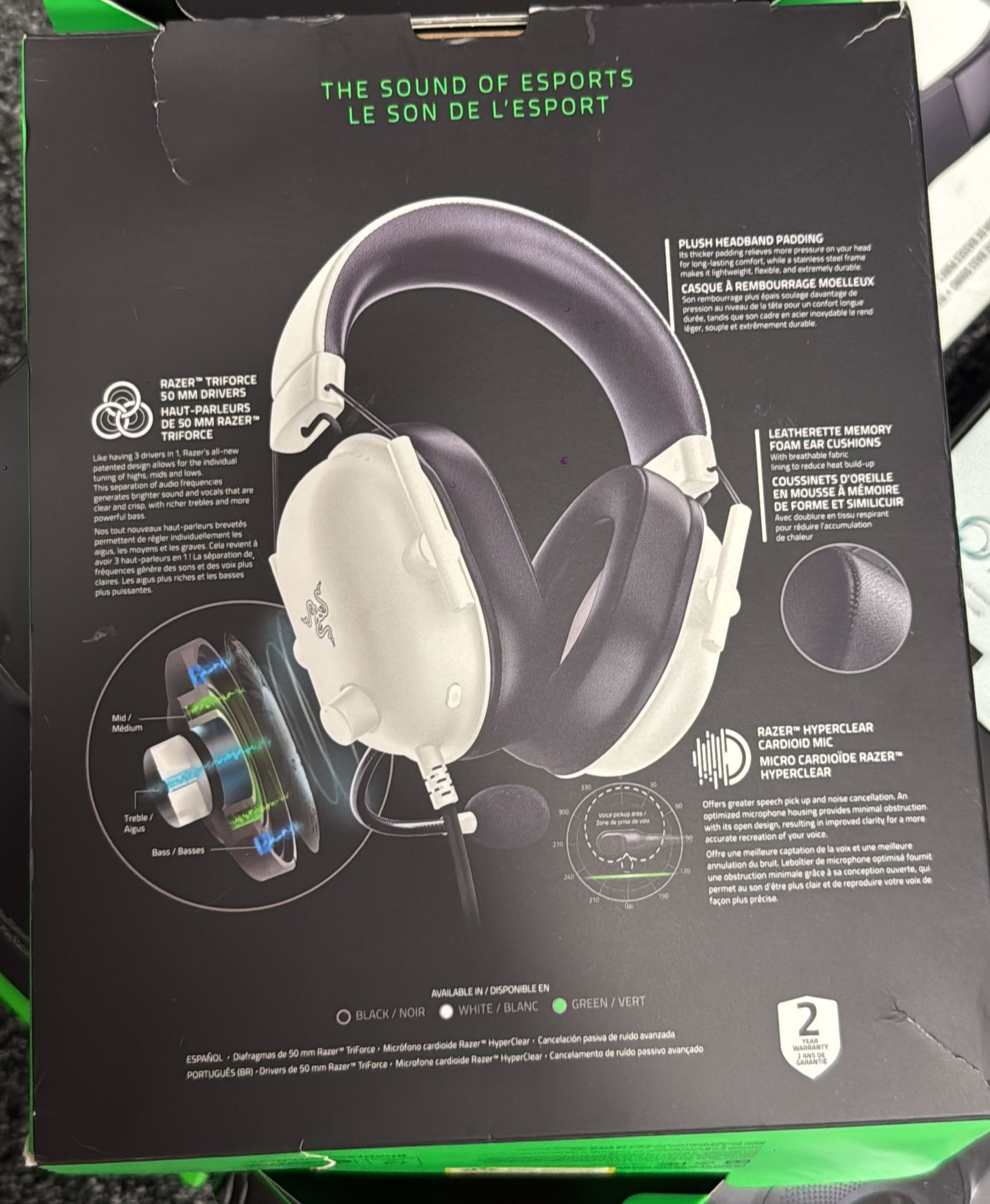 New Razer Blackwire 8225 Wired Over-Ear Headphones White  $80  1pc