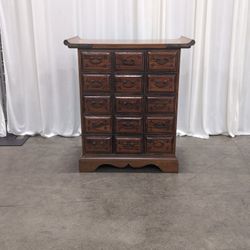 Asian Wood 15-Drawer Apothecary Cabinet with Bail Pulls