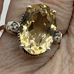 Vintage Sterling Silver Citrine Ring