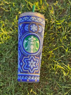 Starbucks Mexico Huichol Beaded Cup Blue