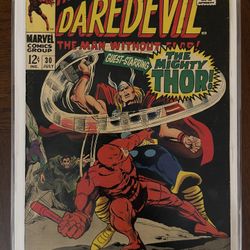 DAREDEVIL #30 Vs THOR! Stan Lee, Gene Colan Marvel Comics Silver Age 1967 VG+