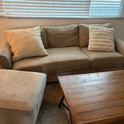Comfy Tan Couch  $60 (plus Free Throw Pillows/Ottoman!) $80