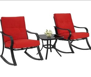 OUTSIDE PATIO SET RED AND GREY COLOR