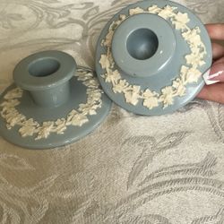 Wedgewood Jasperware Candlesticks, 1 Pair