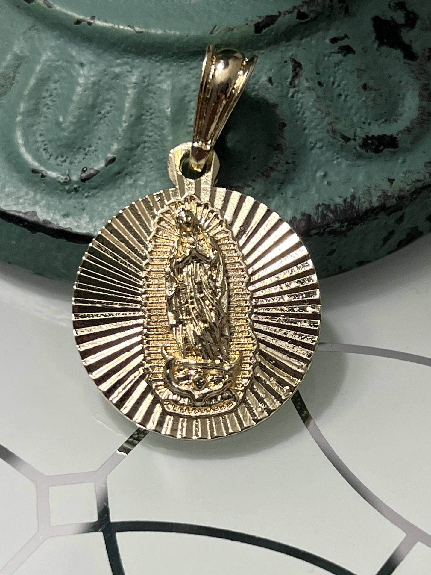 Virgin Mary Gold Plated Medallion Pendant 