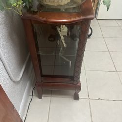 Wood And Glass Curio Table