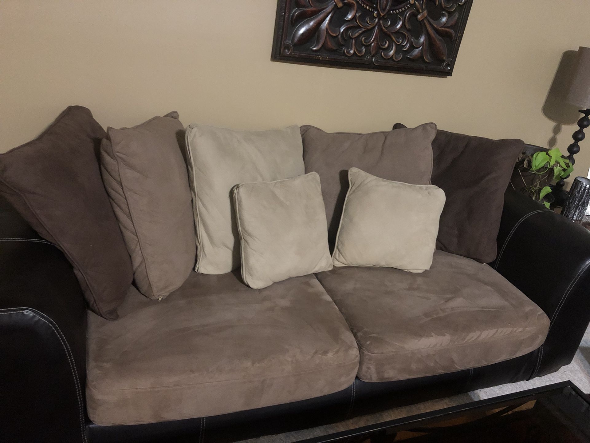 Nice couch and large chair with ottoman