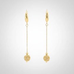 14k Yellow Gold Filigree Ball Dangle Earrings