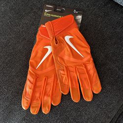 Nike Alpha Huarache Elite Batting Gloves Baseball Mens Size XL Orange 
