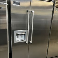 Viking 48”Wide Built In Side By Side Refrigerator Stainless Steel 