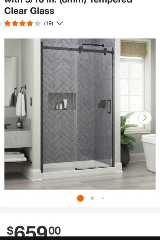 Delta
Commix 48 in. x 76 in. Frameless Exposed Roller Sliding Shower Door in Black with 5/16 in. (8mm) Tempered Clear Glass