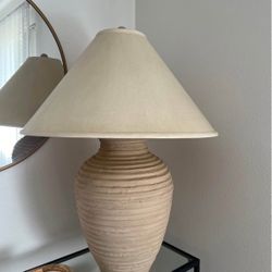 80's Postmodern -Style Ribbed Design Plaster Table Lamp