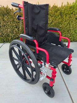 Ziggpro Red & Black Youth Transport Chair - Folding High Back Seat