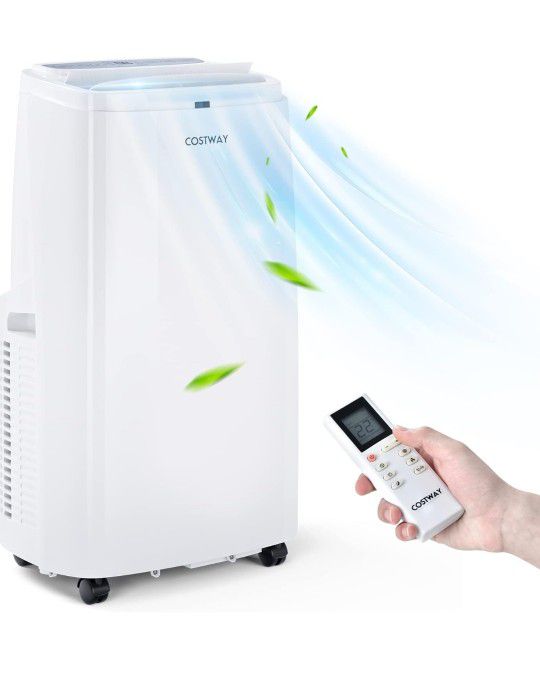 COSTWAY Portable Air Conditioner 9000 BTU, 3 in 1 Air Cooler with Fan & Dehumidifier, Quiet AC Unit Cools Rooms up to 350 sq.ft, 