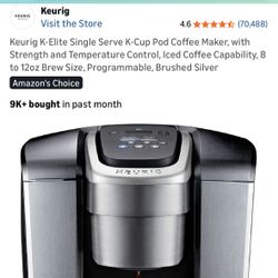 Keurig K-Elite Automatic Single Serve Coffee Maker 