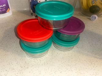 5 Small Glass Pyrex Tupperware Containers