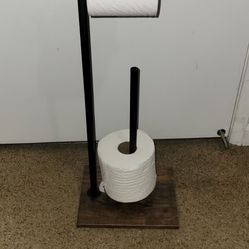 Toilet Paper Holder With Walnut Base