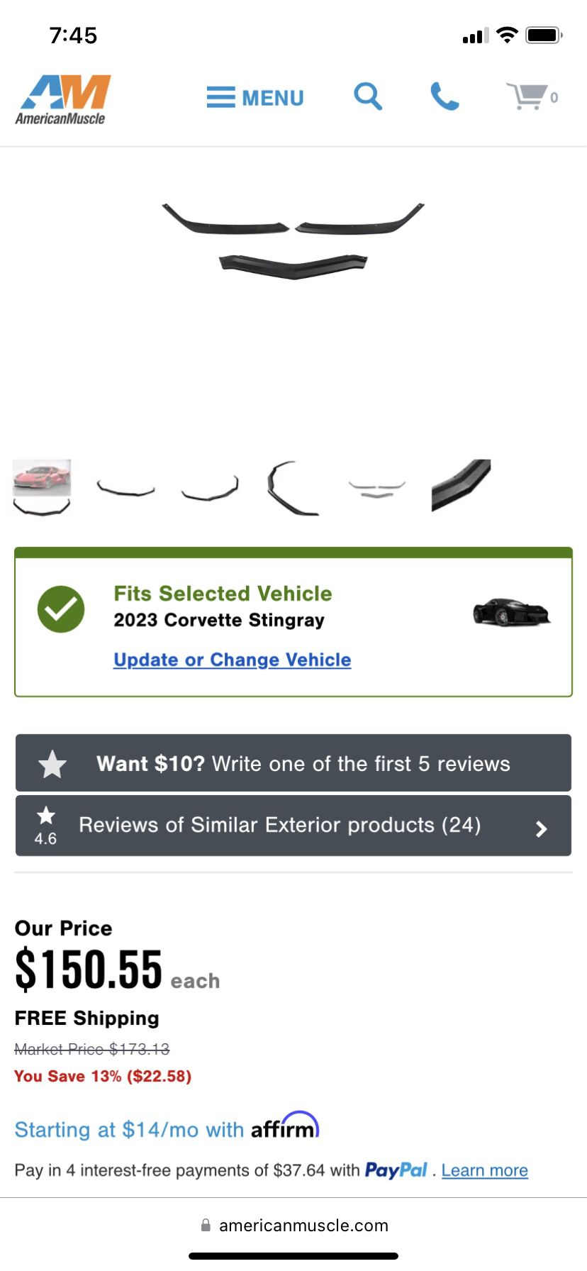 2023 Corvette Stingray Chin Lip