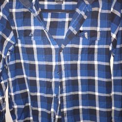 Juniors Hooded Plaid Button Down Shirt