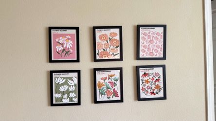 Set of 6 Flower Market Framed Wall Art Prints