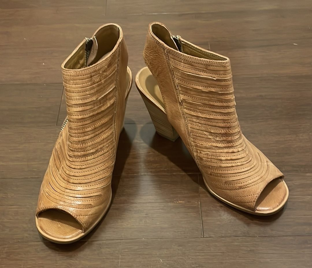 Paul Green Tan Cayanne Peep-Toe Heeled Boots