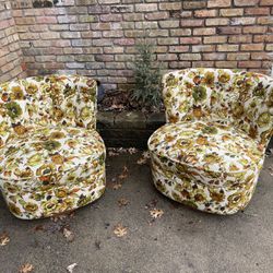 MCM Swivel Club Chairs-“ Flower Power”