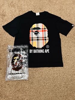 BAPE A Bathing Ape Plaid Graphic T-Shirt