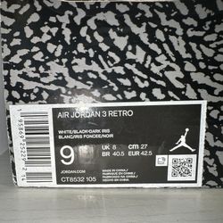 AIR JORDAN 3 RETRO WHITE/BLACK-DARK IRIS