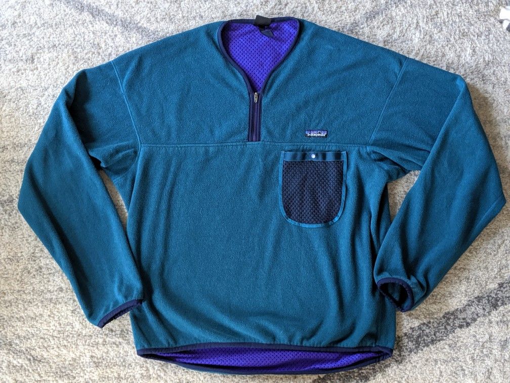 Vintage Patagonia Fleece Capilene Pullover Jacket Mesh Lined 90s Size L