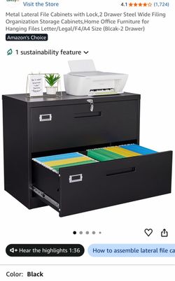 Metal Lateral File Cabinets with Lock,2 Drawer Steel Wide Filing Organization Storage Cabinets,Home Office Furniture for Hanging Files Letter/Legal/F4