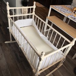 White Wooden Mini Crib $40