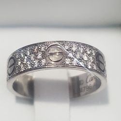 Cartier LOVE Wedding Diamond-Paved White Gold Ring Size 58