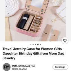 Travel Jewelry Case - Easter Gift for Teen Girls Small - Light Pink