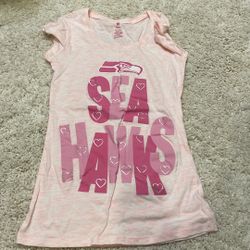 NFL apparel Seahawks pink small tshirt cotton polyester new