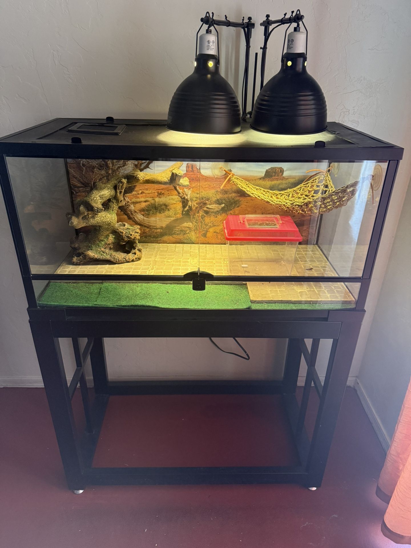 Reptile Cage,  And Stand, Also Comes With Bonus Accessories 