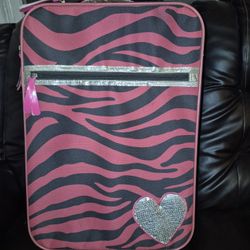 $5 Girls Zebra Pink & Black Rolling Suitcase Luggage