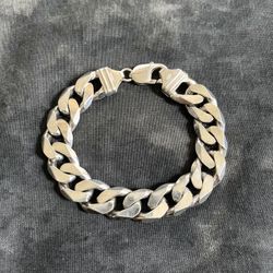 Sterling Silver 925 Mens Italy Vintage VTG Bracelet Cuban Flat Curb Link 1/2" 12.70mm Wide  60.45 Grams Solid Heavy 8" Plata