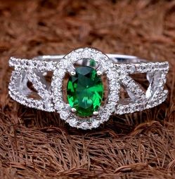Emerald/White Sapphire cz