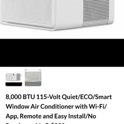 8,000 BTU 115-Volt Quiet/ECO/Smart Window Air Conditioner with Wi-Fi/App, Remote and Easy Install/No Pre-Assembly R $390

