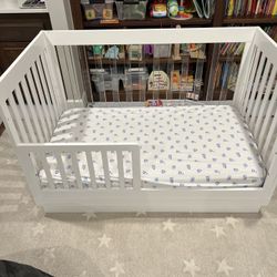 Babyletto Harlow Acrylic 3-in-1 Convertible Crib with Naturepedic Ultrabreathable Crib/toddler Mattress