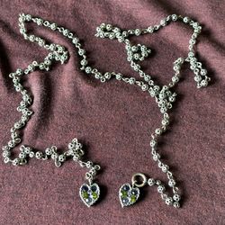 Vintage Beaded Heart Pendant Necklace