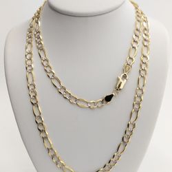 14kt Real Solid Gold Figaro Diamond Cut Chain 4.6mm 24 inches 